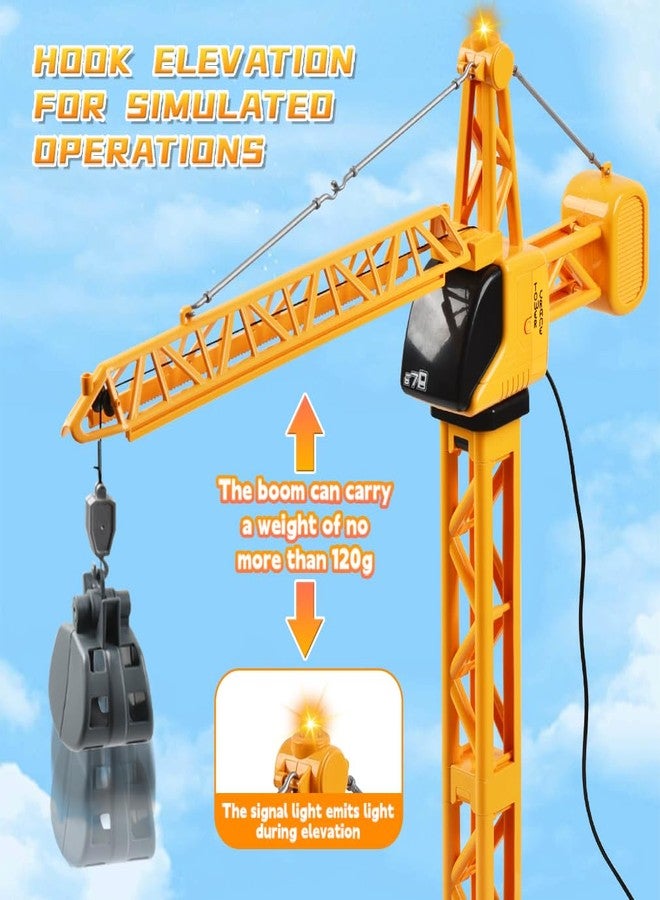 SNACKTANT 28-Inch RC Construction Tower Crane Toy for Kids, 4 Channel Remote Control Crane Toy with LED Light, Grabber, Log, Lifting Basket, 360° swivel, STEM Educational Learning Toys for Boys Ages 3 and Up - Image 4